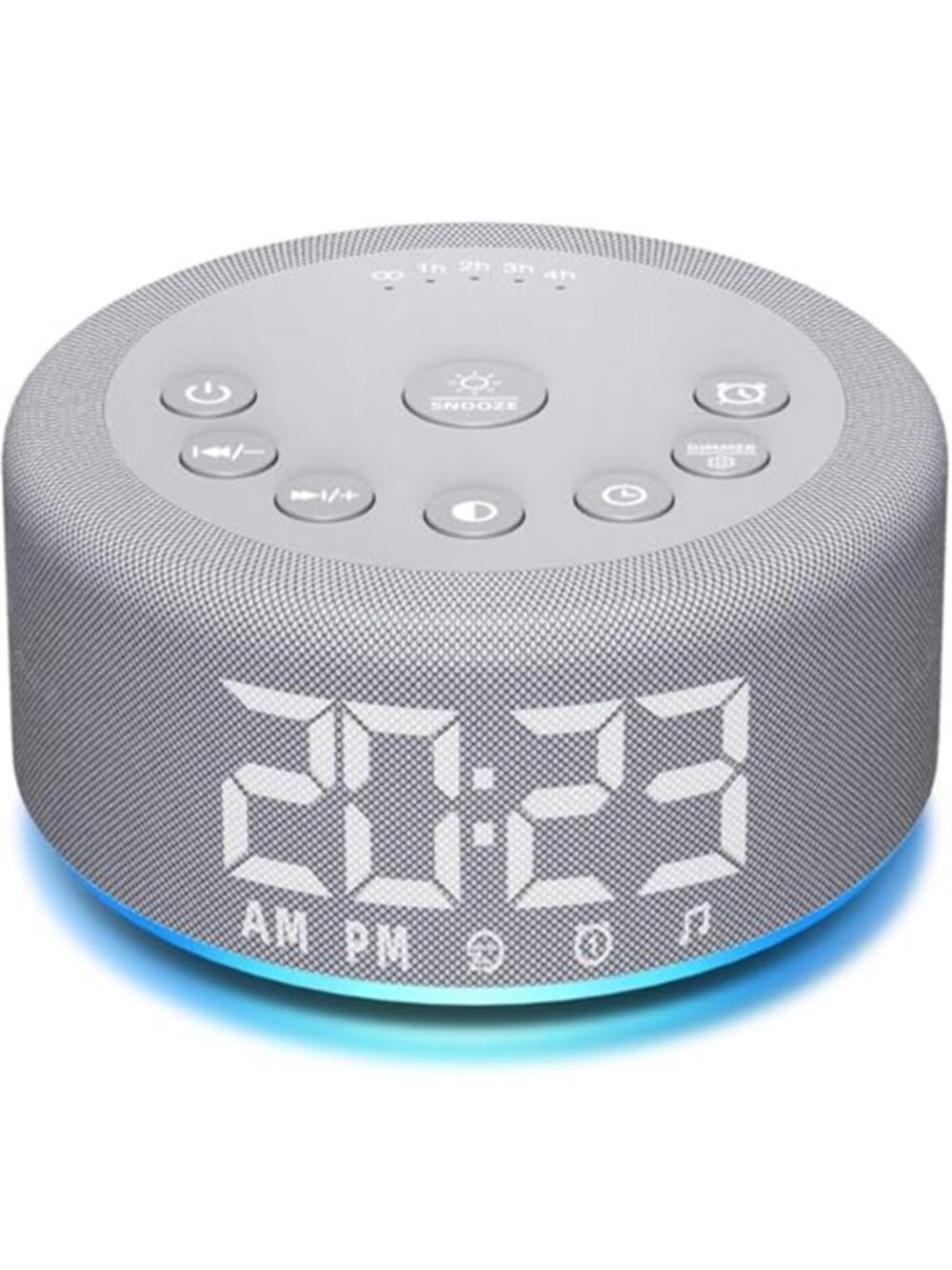 White Noise Sound Machine Alarm Clock Night Light 12 Color Sleep Aid 30 Sounds